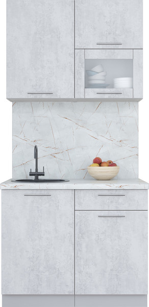 Изображение товара Кухонный гарнитур Интерлиния Мила Пластик 1.0 В (оксид светлый/оксид светлый/серый каспий)