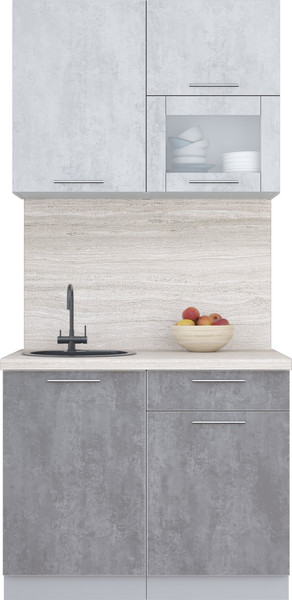 Изображение товара Кухонный гарнитур Интерлиния Мила Пластик 1.0 В (оксид светлый/оксид темный/травертин серый)