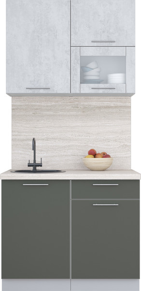 Изображение товара Кухонный гарнитур Интерлиния Мила Пластик 1.0 В (оксид светлый/шторм/травертин серый)