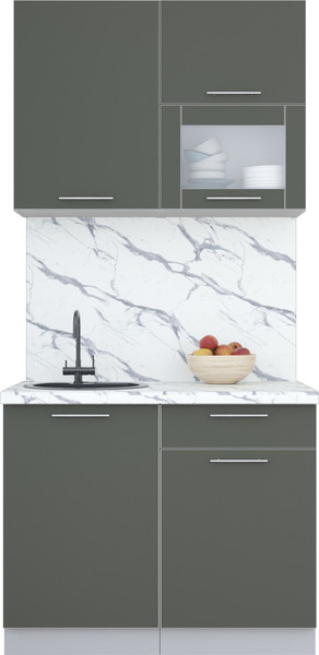 Изображение товара Кухонный гарнитур Интерлиния Мила Пластик 1.0 В (шторм/шторм/белый гранит)