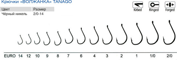 Изображение товара Набор крючков рыболовных Волжанка Tanago / SW-010-1 (10шт)