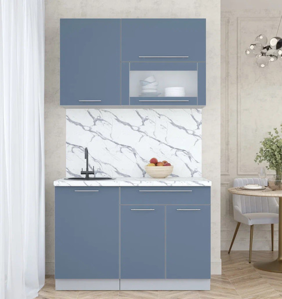 Изображение товара Кухонный гарнитур Интерлиния Мила Пластик 1.2 В (арктический/арктический/белый гранит)