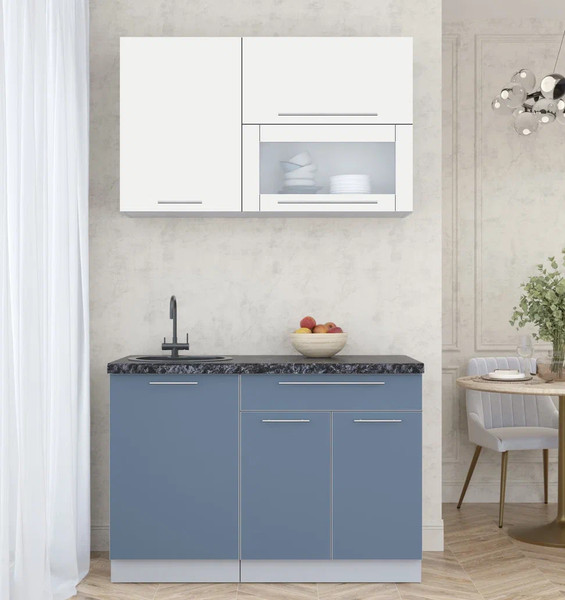 Изображение товара Кухонный гарнитур Интерлиния Мила Пластик 1.2 В (зефирный/арктический/кастилло темный)