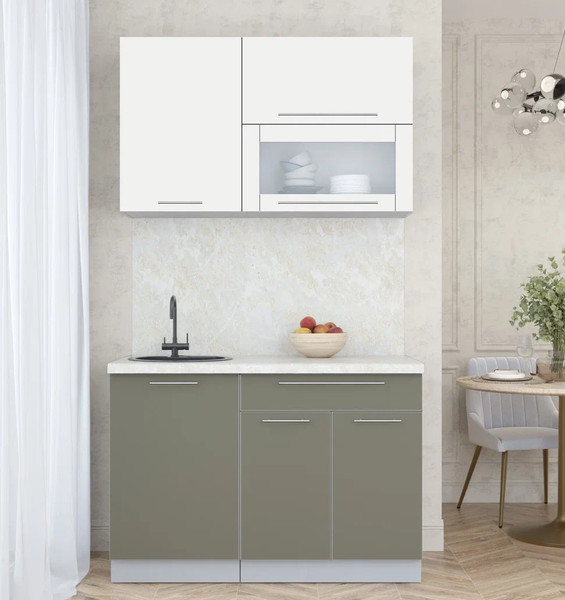 Изображение товара Кухонный гарнитур Интерлиния Мила Пластик 1.2 В (зефирный/кварцевый/опал светлый)