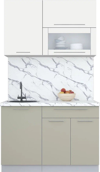 Изображение товара Кухонный гарнитур Интерлиния Мила Пластик 1.2 В (зефирный/латте/белый гранит)