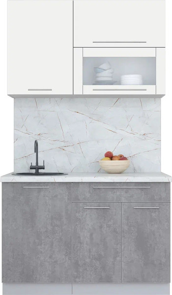 Изображение товара Кухонный гарнитур Интерлиния Мила Пластик 1.2 В (зефирный/оксид темный/серый каспий)