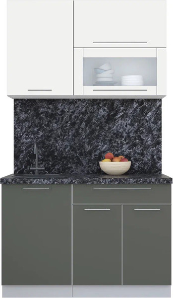 Изображение товара Кухонный гарнитур Интерлиния Мила Пластик 1.2 В (зефирный/шторм/кастилло темный)