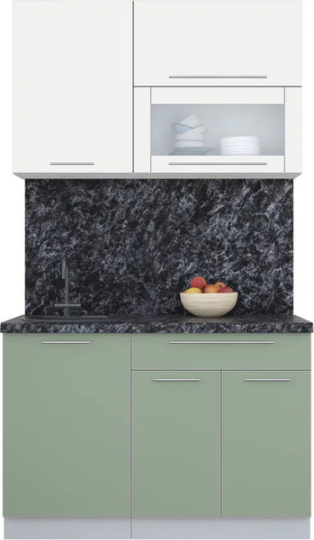 Изображение товара Кухонный гарнитур Интерлиния Мила Пластик 1.2 В (зефирный/полынь/кастилло темный)