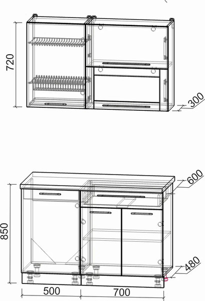 Изображение товара Кухонный гарнитур Интерлиния Мила Пластик 1.2 В (кварцевый/кварцевый/опал светлый)