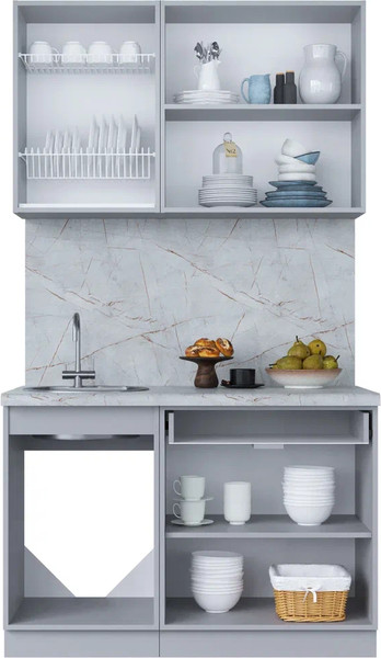 Изображение товара Кухонный гарнитур Интерлиния Мила Пластик 1.2 В (кварцевый/кварцевый/опал светлый)