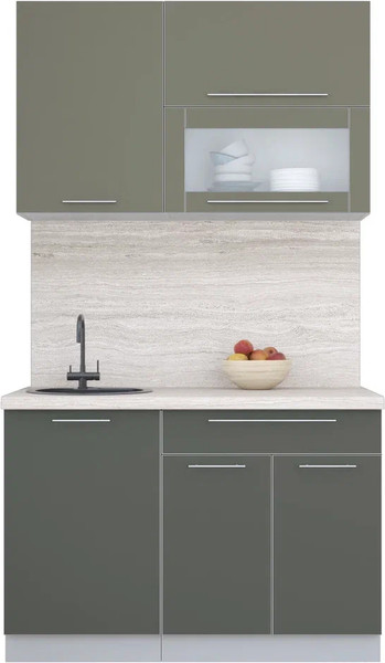 Изображение товара Кухонный гарнитур Интерлиния Мила Пластик 1.2 В (кварцевый/шторм/травертин серый)