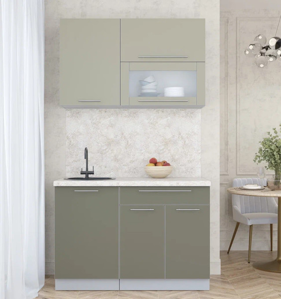 Изображение товара Кухонный гарнитур Интерлиния Мила Пластик 1.2 В (латте/кварцевый/опал светлый)