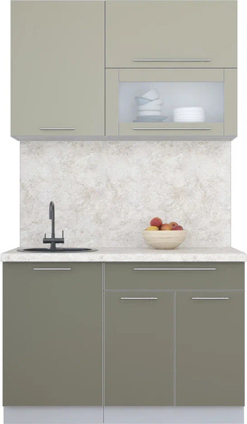 Изображение товара Кухонный гарнитур Интерлиния Мила Пластик 1.2 В (латте/кварцевый/опал светлый)