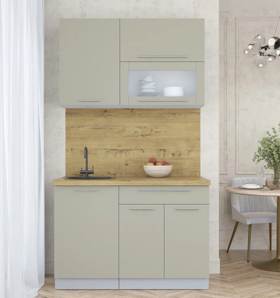 Изображение товара Кухонный гарнитур Интерлиния Мила Пластик 1.2 В (латте/латте/дуб бунратти)