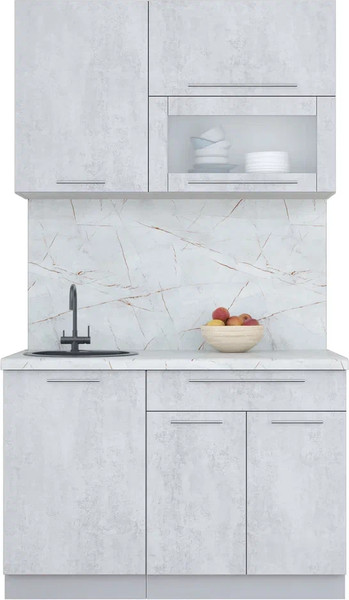 Изображение товара Кухонный гарнитур Интерлиния Мила Пластик 1.2 В (оксид светлый/оксид светлый/серый каспий)