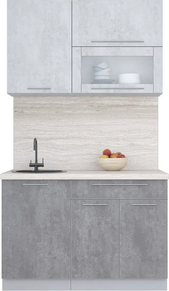 Изображение товара Кухонный гарнитур Интерлиния Мила Пластик 1.2 В (оксид светлый/оксид темный/травертин серый)