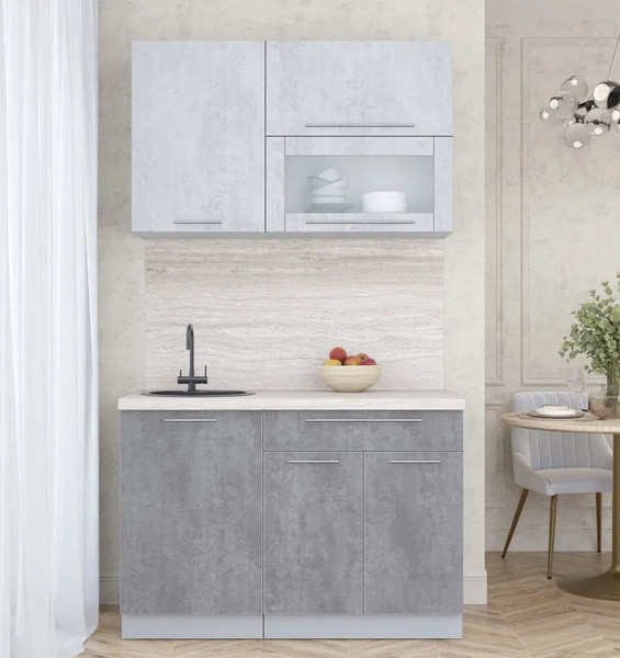 Изображение товара Кухонный гарнитур Интерлиния Мила Пластик 1.2 В (оксид светлый/оксид темный/травертин серый)