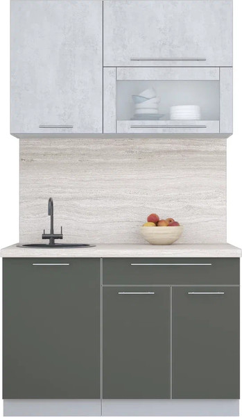 Изображение товара Кухонный гарнитур Интерлиния Мила Пластик 1.2 В (оксид светлый/шторм/травертин серый)