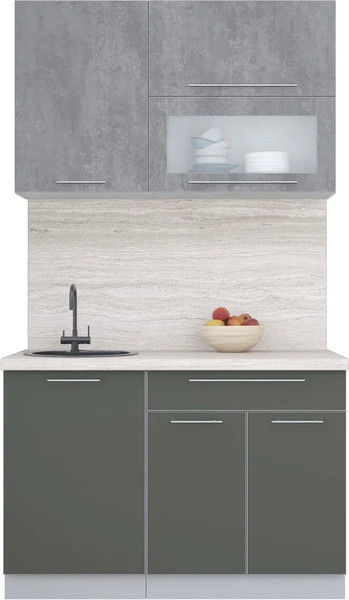 Изображение товара Кухонный гарнитур Интерлиния Мила Пластик 1.2 В (оксид темный/шторм/травертин серый)