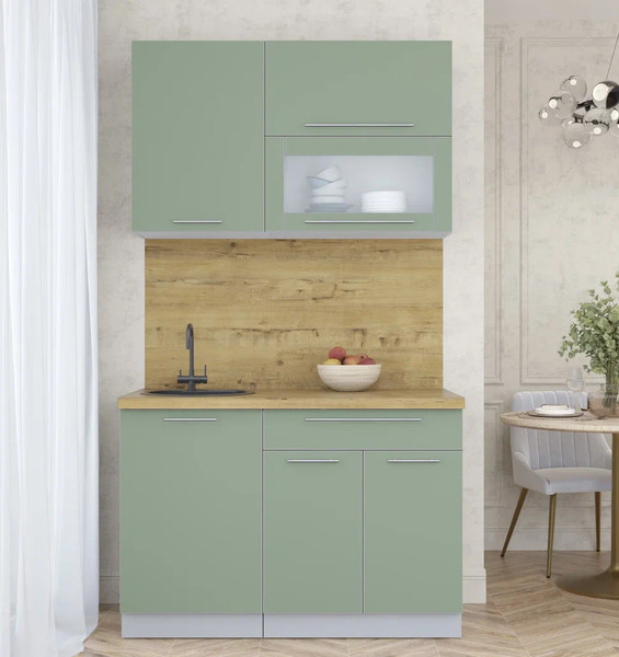 Изображение товара Кухонный гарнитур Интерлиния Мила Пластик 1.2 В (полынь/полынь/дуб бунратти)