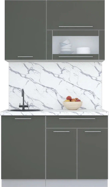Изображение товара Кухонный гарнитур Интерлиния Мила Пластик 1.2 В (шторм/шторм/белый гранит)