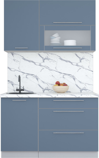 Изображение товара Кухонный гарнитур Интерлиния Мила Пластик 1.3 В (арктический/арктический/белый гранит)