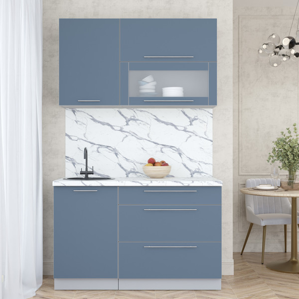 Изображение товара Кухонный гарнитур Интерлиния Мила Пластик 1.3 В (арктический/арктический/белый гранит)