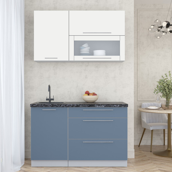 Изображение товара Кухонный гарнитур Интерлиния Мила Пластик 1.3 В (зефирный/арктический/кастилло темный)