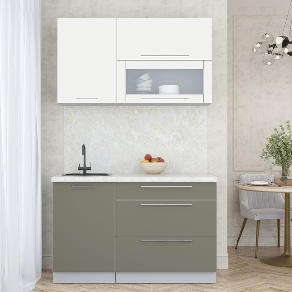 Изображение товара Кухонный гарнитур Интерлиния Мила Пластик 1.3 В (зефирный/кварцевый/опал светлый)