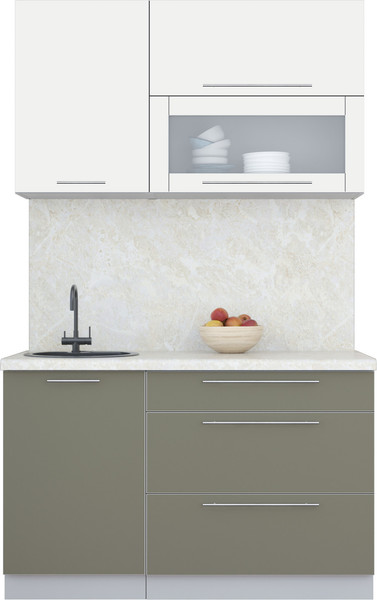 Изображение товара Кухонный гарнитур Интерлиния Мила Пластик 1.3 В (зефирный/кварцевый/опал светлый)