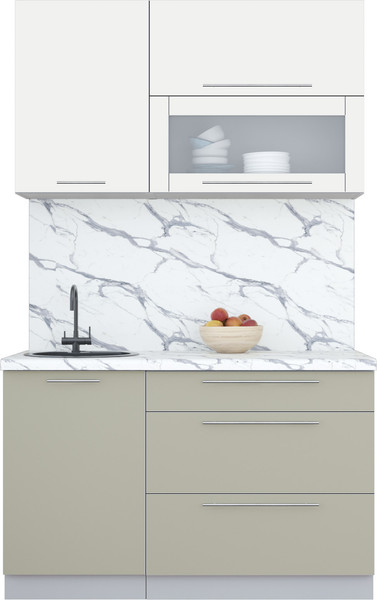 Изображение товара Кухонный гарнитур Интерлиния Мила Пластик 1.3 В (зефирный/латте/белый гранит)
