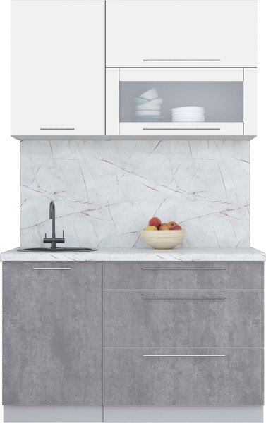 Изображение товара Кухонный гарнитур Интерлиния Мила Пластик 1.3 В (зефирный/оксид темный/серый каспий)