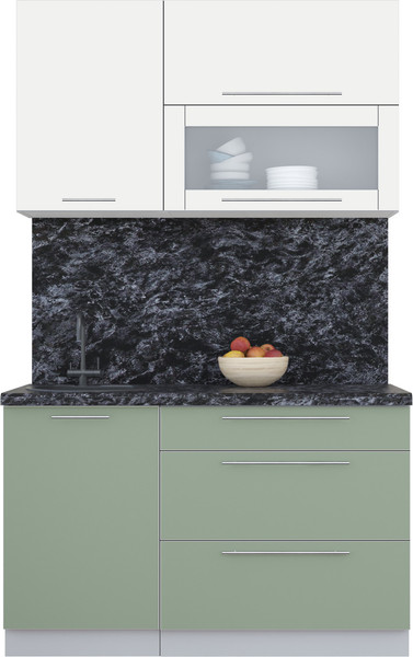Изображение товара Кухонный гарнитур Интерлиния Мила Пластик 1.3 В (зефирный/полынь/кастилло темный)