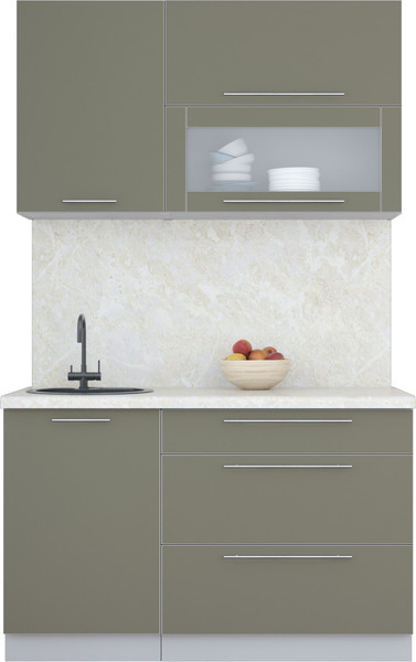 Изображение товара Кухонный гарнитур Интерлиния Мила Пластик 1.3 В (кварцевый/кварцевый/опал светлый)