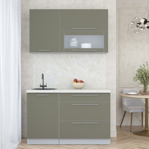 Изображение товара Кухонный гарнитур Интерлиния Мила Пластик 1.3 В (кварцевый/кварцевый/опал светлый)