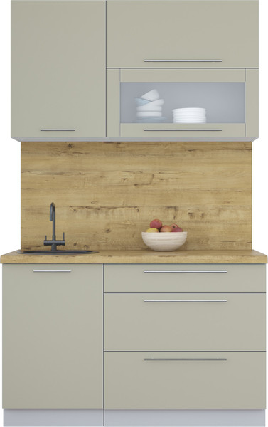 Изображение товара Кухонный гарнитур Интерлиния Мила Пластик 1.3 В (латте/латте/дуб бунратти)