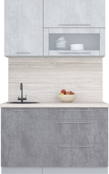 Изображение товара Кухонный гарнитур Интерлиния Мила Пластик 1.3 В (оксид светлый/оксид темный/травертин серый)