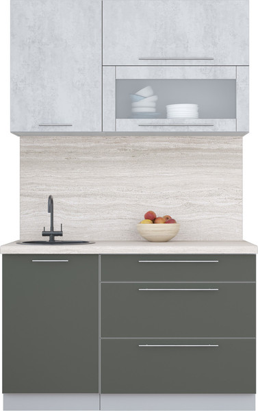 Изображение товара Кухонный гарнитур Интерлиния Мила Пластик 1.3 В (оксид светлый/шторм/травертин серый)