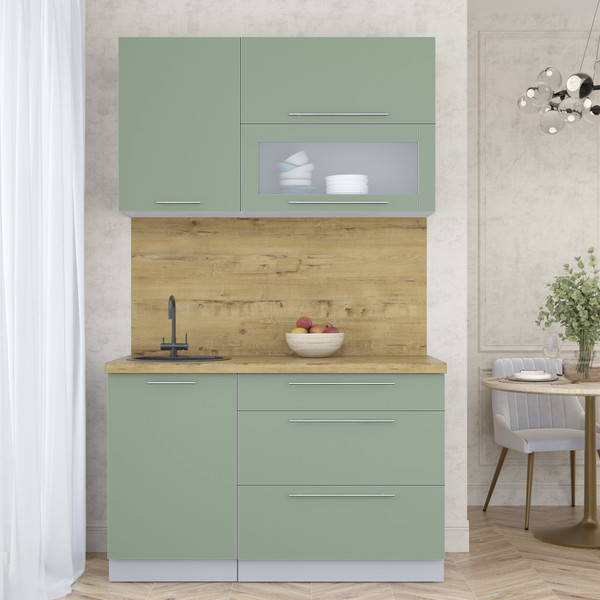 Изображение товара Кухонный гарнитур Интерлиния Мила Пластик 1.3 В (полынь/полынь/дуб бунратти)