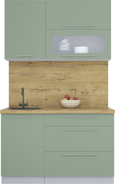 Изображение товара Кухонный гарнитур Интерлиния Мила Пластик 1.3 В (полынь/полынь/дуб бунратти)
