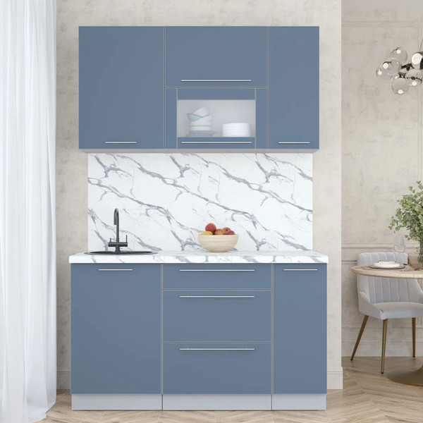 Изображение товара Кухонный гарнитур Интерлиния Мила Пластик 1.4 В (арктический/арктический/белый гранит)