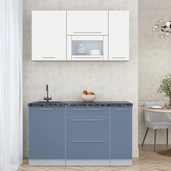 Изображение товара Кухонный гарнитур Интерлиния Мила Пластик 1.4 В (зефирный/арктический/кастилло темный)