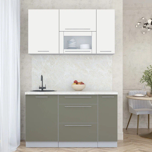 Изображение товара Кухонный гарнитур Интерлиния Мила Пластик 1.4 В (зефирный/кварцевый/опал светлый)