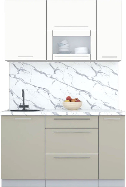Изображение товара Кухонный гарнитур Интерлиния Мила Пластик 1.4 В (зефирный/латте/белый гранит)