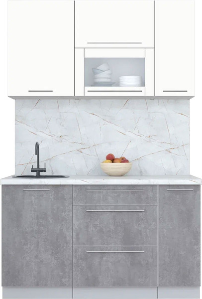 Изображение товара Кухонный гарнитур Интерлиния Мила Пластик 1.4 В (зефирный/оксид темный/серый каспий)