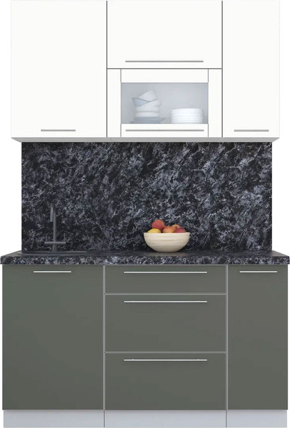 Изображение товара Кухонный гарнитур Интерлиния Мила Пластик 1.4 В (зефирный/шторм/кастилло темный)