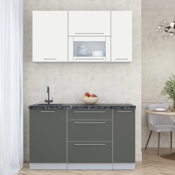 Изображение товара Кухонный гарнитур Интерлиния Мила Пластик 1.4 В (зефирный/шторм/кастилло темный)