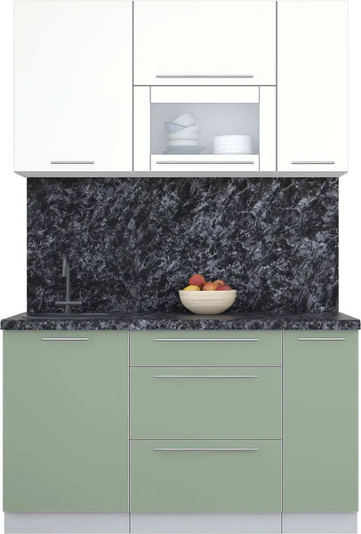 Изображение товара Кухонный гарнитур Интерлиния Мила Пластик 1.4 В (зефирный/полынь/кастилло темный)