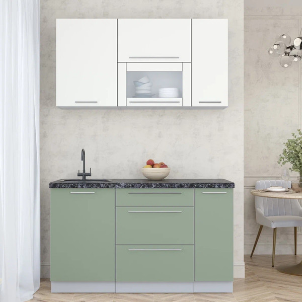 Изображение товара Кухонный гарнитур Интерлиния Мила Пластик 1.4 В (зефирный/полынь/кастилло темный)