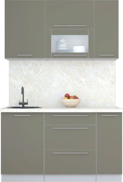 Изображение товара Кухонный гарнитур Интерлиния Мила Пластик 1.4 В (кварцевый/кварцевый/опал светлый)